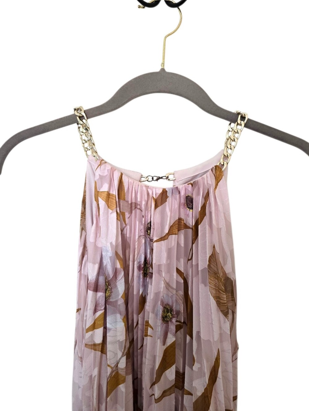 Ted Baker London Dixie Cabana Pleated Halter Maxi Dress Pink Floral Size 3 (S) - Picture 4 of 10
